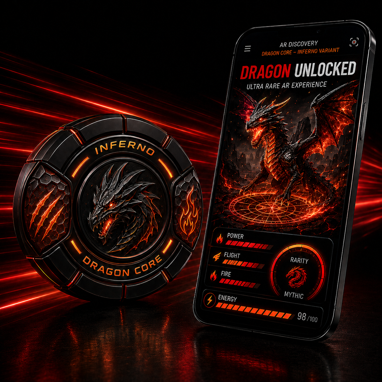 Dragon Core Inferno Variant with claw and flame controls and its AR dragon experience